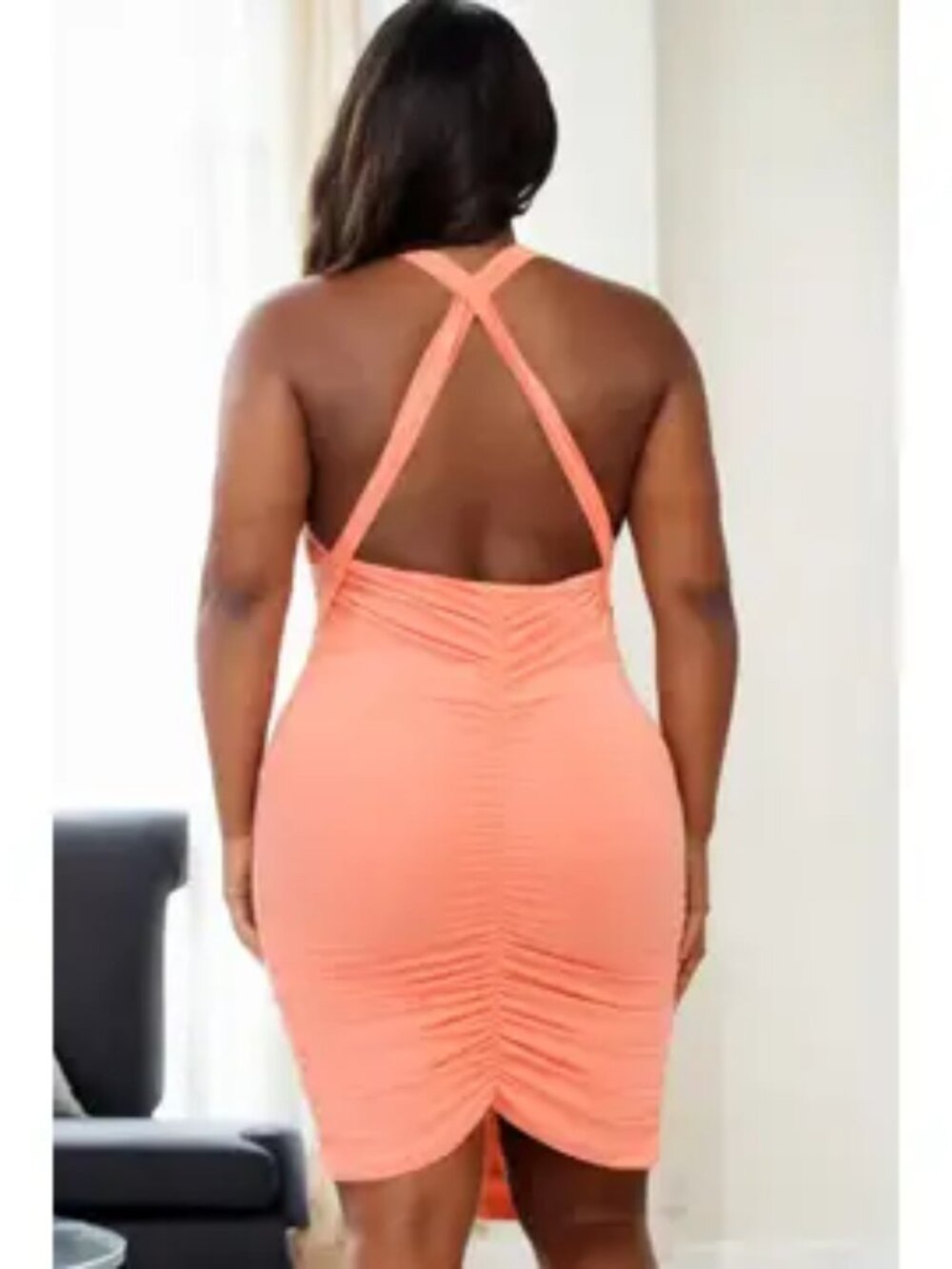 Plus Size Ruched Bodycon Mini Dress - Picture 4 of 4